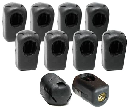 Gas Strut End Fittings for 10mm Ball-Stud (10 Pack) - Large Black M6 Female Thread Brass Insert - Gas Spring Strut Lift Support Sockets RT-60-00008 (10)