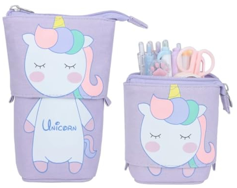 EDATOFLY Federmäppchen Reißverschluss, 2-in-1 Niedlich Federmäppchen Teleskopisch Mäppchen Schlampermäppchen Federmäppchen Mädchen Teenager Stehendes Mäppchen Federtasche (Einhorn)