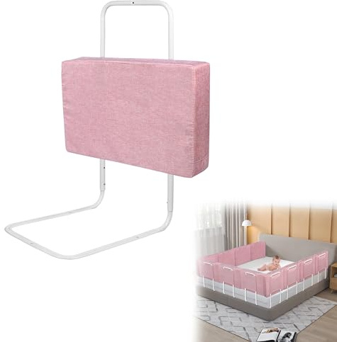 YRHome 50cm Kinderbettgitter Bettgitter Bettschutzgitter für Kinder Rausfallschutz Bett Kinderbettgitter 5-Loch Höhenverstellbar für Kinderbett & Familienbett Rosa