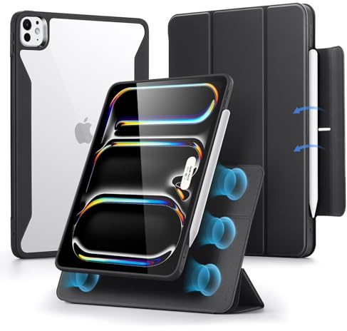 ESR für iPad Pro 13 Zoll Hülle M5/M4 (2025/2024), Schwarz | Abnehmbare Magnetische Abdeckung, Vertikaler Ständer, mit Stiftladen und -aufbewahrung, Rebound 360 Serie