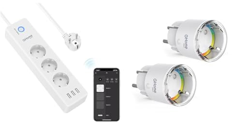GHome Smart WLAN Steckdosenleiste mit 3 AC-Steckdose und 3 USB & GHome Smart WLAN Steckdose