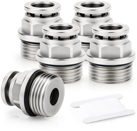 TAILONZ PNEUMATIC Racor recto macho de 8 mm de diámetro exterior x rosca BSP de 3/8 pulgadas para conexión a presión Cobre niquelado TPC8-03 (Pack de 5)