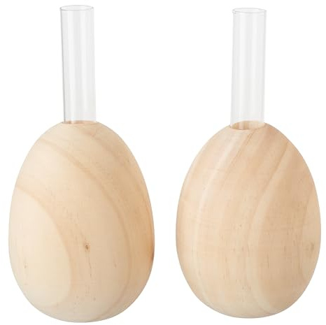 VBS Vase Reagenzglashalter Holzei 2 STK Artikeltyp Vase Durchmesser 6.0 cm Höhe 14.0 cm Kiefernholz Glas Ostern Zum Bemalen Bekleben Dekorieren mit Farben Pasten Papieren geeignet