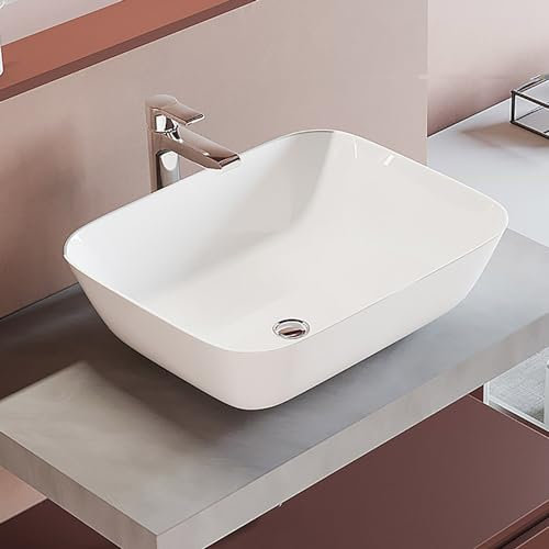 Lavabo da appoggio in ceramica ovale 49x40 cm finitura bianco lucido