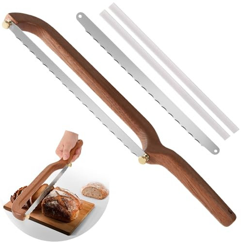 Uprichya Bread Knife for Homemade Bread Sourdough, Serrated Bread Slicer & Bread Bow Knife with Ergonomic Grip for Easy, Clean & Even Slicing