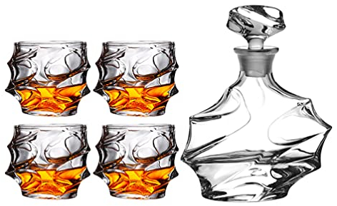 QTANZIQI Whiskey Glasses Set Of 6 Clear Shot Glasses Bar Set Old Fashioned Drinking Glasses Gift Set Brandy Snifter Whisky Glass For Liquor Gin Tonic Cognac-7.7Oz (Set Of 4Cups)