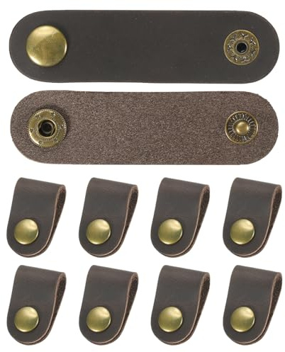 PATIKIL Cinghie per Cavi Organizer in Pelle, 10pz 8x2cm Cinghie per Cavi in Pelle Portatili Clip Cavi USB Porta Cuffie per Gestione di Cavi, Fili, Marrone