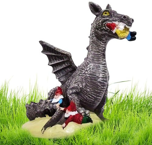 Dinosaur Garden Decoration | Garden Decoration Outdoor Statues,Dinosaur Eating Gnomes Decor, Resin Dinosaur & Gnomes Garden Sculpture for Garden Decor