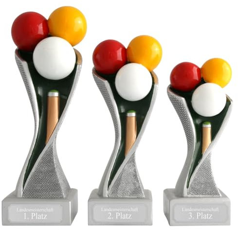 KDS Billard Pokal METZ mit Gravur Set je 1 x S,M und L