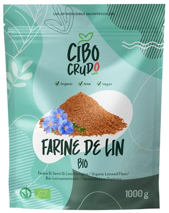 Harina de Lino Orgánica - 1Kg. Semillas de Lino Dorado Molido Bajo en Carbohidratos Rica en Omega 3 y Fibra. Contiene Antioxidantes Fitoesteroles y Proteínas Vegetales. Linaza Molida Natural.