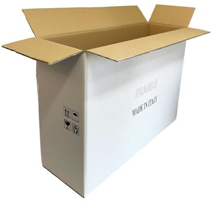 Dubbelvågiga kartonglådor, 5-delat set, starka och hållbara för flytt och förpackning, vit, frakt och förvaring 31 x 90 x 67 cm