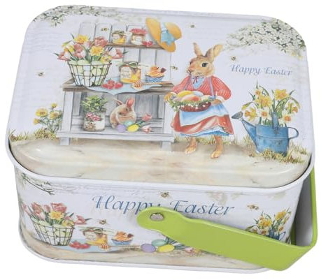 PRETYZOOM Barattolo Caramelle Pasquali in Con Design Coniglietto Contenitore Ermetico Per Biscotti e Snack Scatola Pasquale Decorativa Con e Maniglia Per Uso e Feste