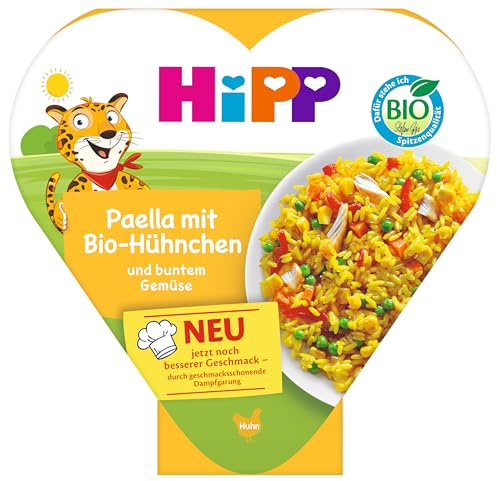 HiPP Bio Paella mit Bio-Hühnchen und buntem Gemüse (6 x 250g), Menü ab 1 Jahr, schonend dampfgegart, kindgerecht gewürzt