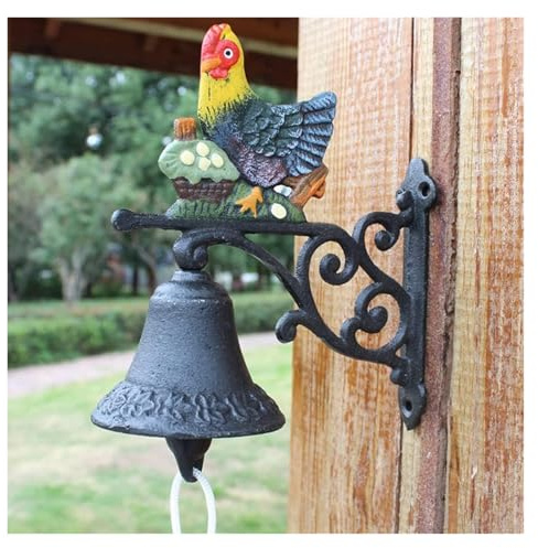 HEYDGBBZ Battery Operated Indoor Doorbell, Manual Doorbell,Vintage Door Bell, Retro Chicken Door Bell Vintage Antique Welcome Bell Farmhouse Style Decoration for Outside House A