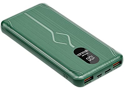 Banco de energía de Carga rápida PD22.5W, Cargador portátil de 30000 mAh, Pantalla Digital, batería Externa de Gran Capacidad, batería Delgada de Respaldo con 1 Entrada y 3 Salidas, Verde, 1