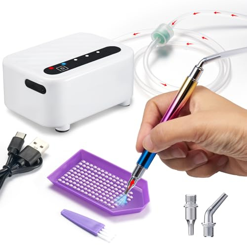 RUIZHI Electric Diamond Painting Pen, Vacuum Diamond Art Pen 3 Adjustable Suction Level & 1500mAh Rechargeable with Diamond Tray & Brush, No Wax, Diamond Art Accessories Gifts for Adults Women Girls