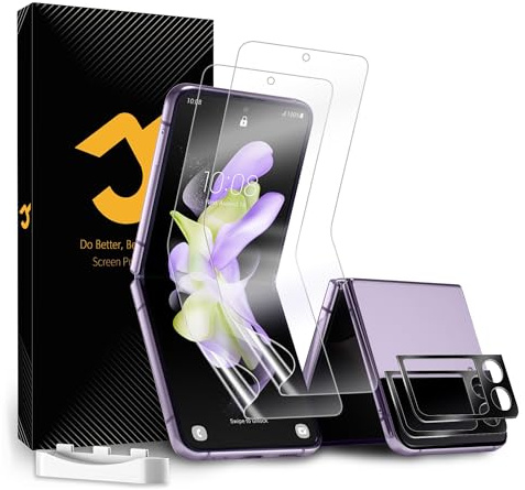 JZG 2 x Protector Pantalla para Samsung Galaxy Z Flip 4 (6,70 Pulgadas) con 2 x Protector de Lente de Cámara, Autorreparación, Compatible Huellas Dactilares ID, HD Clara, Antiarañazos