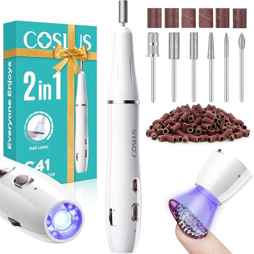 COSLUS C42 trådlös nagelfräs med lampa, 2-i-1 set