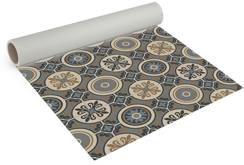 Internethandel Pfordt CV Bodenbelag Retro Fliese Boho Lagos, 400x200 cm, pflegeleichter PVC Vinylboden in Fliesenoptik, Meterware für Küche und Wohnzimmer