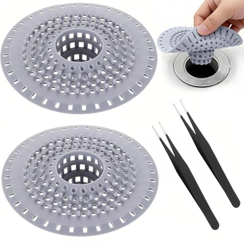 Abflusssieb 2 Stück - Silikon Haarsieb Dusche mit Saugnapf, Duschabfluss Haarfänger Dusche, Flexible Silikon Küchehaarfänger Dusches für Waschbecken Badewanne Küche Duschsieb Abfluss