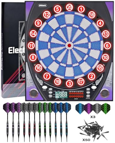 Dartscheibe Elektronisch mit Heller Punkteanzeige, Mehreren Spielen und robustem Design - perfekt für Familienspaß und Wettbewerbe - inklusive Soft Tip mit 12 Darts