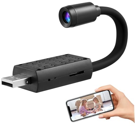 LAPYAPPE Telecamera Wifi Piccola per Casa, Videocamera Sorveglianza 1080p con Visione Notturna, USB e Registrazione in Loop per Monitor Domestico Stile Casuale