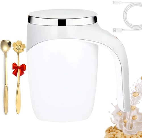 Automatic Magnetic Stirring Coffee Mug | Rechargeable Stainless Steel Coffee Blender Cup - Automatic 2 Stir Spoon, Waterproof Stirrer Mug for, Milk, Cocoa