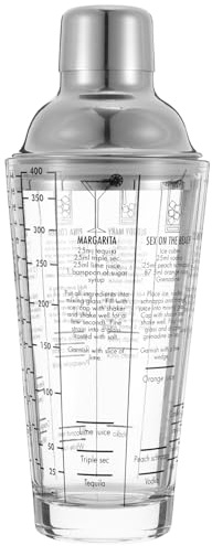 LALADEFIEE Shaker per Cocktail in Vetro da 400 Ml Scala Graduata Mixer per Vino e Martini Utensile per Bar e Uso Domestico Facile da Pulire e Antiperdita