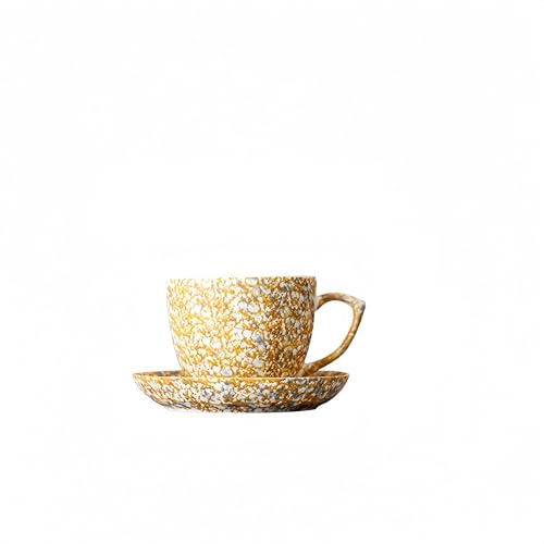 Racocou Set di tazzine da caffè in ceramica per tè pomeridiano con decorazione latte art, tazze grandi, adatto a varie bevande, regalo,D'oro