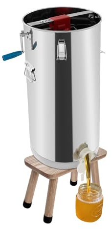2 Frames Manual Honey Extractor Separator, Stainless Steel Honey Processing Equipment, Manuals Crank Honeycomb Drum Spinners, Beekeeping Pro Extraction Apiary Centrifuge Equipment