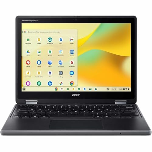 Acer Chromebook Spin 512 R857T R857T-C2Q8 12.2 écran tactile convertible 2 en 1 Chromebook WUXGA 60Hz Intel 8Go Mémoire Flash 64Go Clavier Anglais (US) Noir