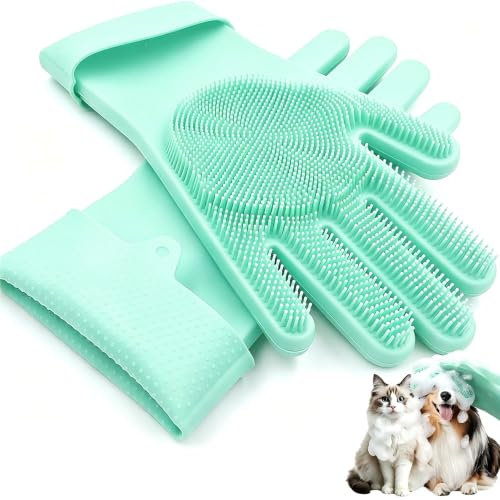 Alfven Gant de Toilettage pour Chien Chat(Vert)