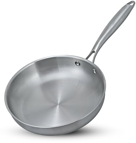 Innovacook Tri-Ply Stainless Steel Frying Pan, Fully Clad Induction Frying Pan, 2.5mm Stainless Steel Skillet, Oven Safe, Premium Riveted Handle, Suitable for All Hobs