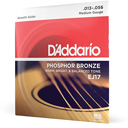 D'Addario Corde Chitarra Acustica | Corde per Chitarra Acustica | Corde Acustica | EJ17 Set Corde Acustica EJ Phosphor BRZ RND WND, 13-56