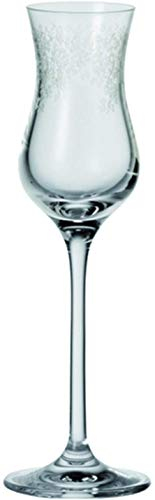 Leonardo 061594 - Bicchiere in vetro per grappa, liquore e aperitivo, con incisione, 90 ml