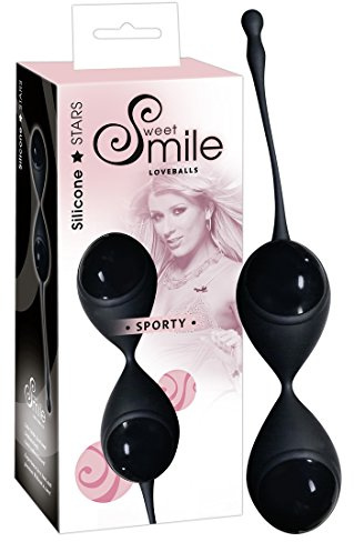 Sweet Smile Sporty Loveballs Black - softe Lustkugeln zur Stimulation, Liebeskugeln für effektives Beckenbodentraining der Frau, schwarz