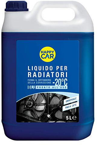 HappyCar Liquido Radiatore Blu -20°C/+121°C Pronto all’Uso - Refrigerante Auto e Moto per Motori in Lega di Alluminio con Antigelo e Antiebollizione - Protezione Anticorrosione (5L)