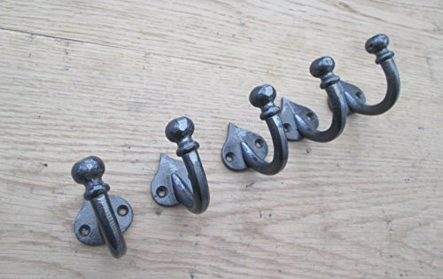 Ironmongery World® 3050 AI 5 x Ball-Spitze Kleiderhaken Antik-Stil Gusseisen Haken zum Aufhängen Aufhänger