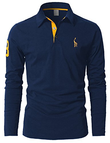 STTLZMC Mens Long Sleeve Giraffe Tennis Polo Shirts