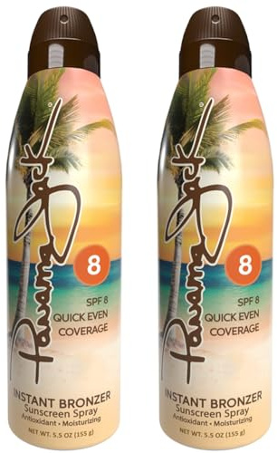 Panama Jack Instant Bronzer Sunscreen - SPF 8, Antioxidant, Moisturizing, PABA, Paraben, Gluten & Cruelty Free, Water Resistant (80 Minutes), 5.5 OZ (Pack of 2)
