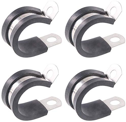 Keadic 20Pcs 7/8 Inch (22mm) Rubber Cushioned Insulated Clamps Stainless Steel, Metal Clamp, Tube Holder for Tube, Pipe or Wire Cord Installation