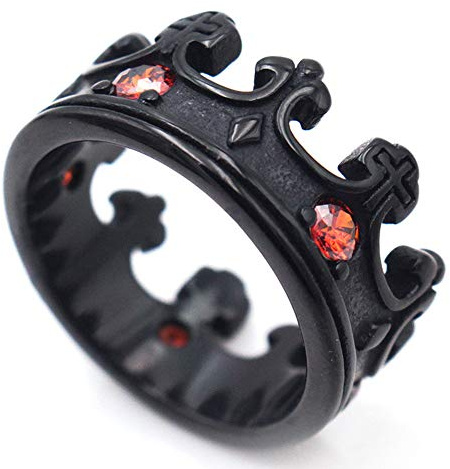 LAFATINA Homme Rétro Roi Royal Couronne Acier Inoxydable Neutre Lys Croix Knight Anneau Bagues