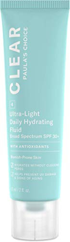 Paula's Choice CLEAR Crème de Jour SPF 30 - Crème Solaire Visage Fluide - Combat les Points Noirs et les Pores - Protection solaire Visage avec Vitamine E - Peaux Mixtes à Grasses - 60 ml