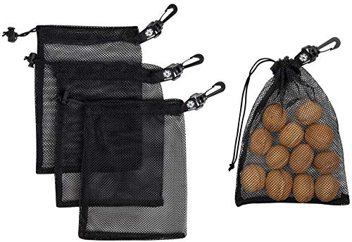 PALTERWEAR Mesh Drawstring Bags with Clip (Pack of 4, Black, 7 x 9 Inch)