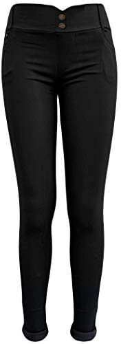 Sockenhimmel Jeans Leggings Damen Jeggings Stretchhose Winter Treggings Skinny (Schwarz, 40-42)