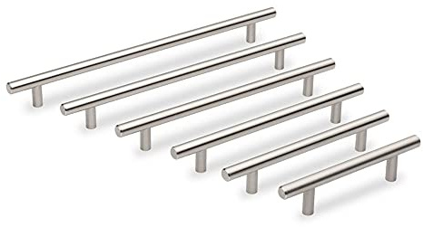 Cabinet Kitchen Handles Knobs Doors Draws Wardrobes T Bar Chrome Brushed Steel (10, 224mm Hole Centres)