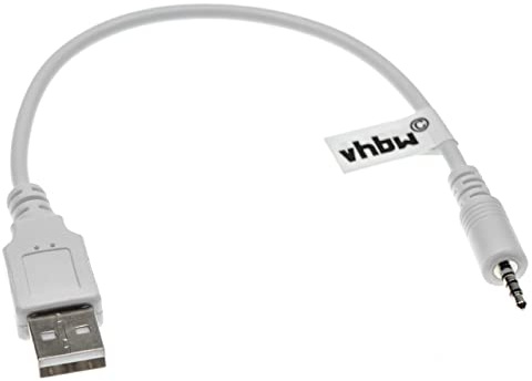 vhbw USB-Ladekabel kompatibel mit JBL Synchros E30 | E45BT, E40BT Kopfhörer - Kabel USB 2.0 Typ A auf 2,5 mm Klinkenstecker, 20,5 cm Weiß
