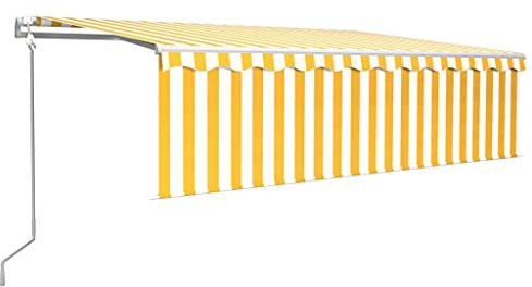 vidaXL Gelenkarmmarkise Automatisch mit Jalousie Markise Sonnenmarkise Balkonmarkise Sonnenschutz Sichtschutz Garten Terrasse Balkon 5x3m Gelb Weiß