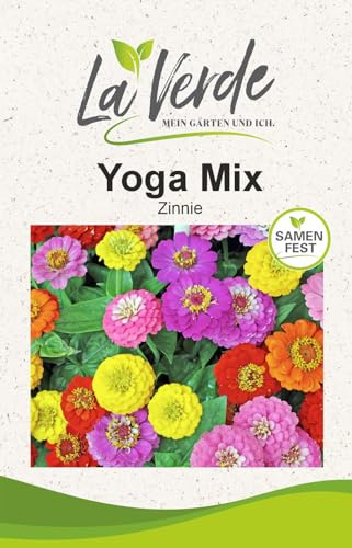 La Verde MEIN GARTEN UND ICH. Yoga Mix Blumensamen für ca. 80 Pflanzen, Zinnie lang blühend, farbenfrohe Beet- & Schnittzinnie, Saatgut ohne Gentechnik