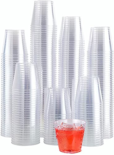KAHEIGN 300 Piezas Vasos De Chupito De Plástico, 30ml Tazas De Postre Redondas Copa De Aperitivo Transparente Parfait Tazón Para Servir Reutilizable Para Pudín Mousse Whisky Gelatina (4,3 x 4cm)